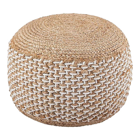 Scaun-pouf Bocca din iuta, Natural, D40x45 cm