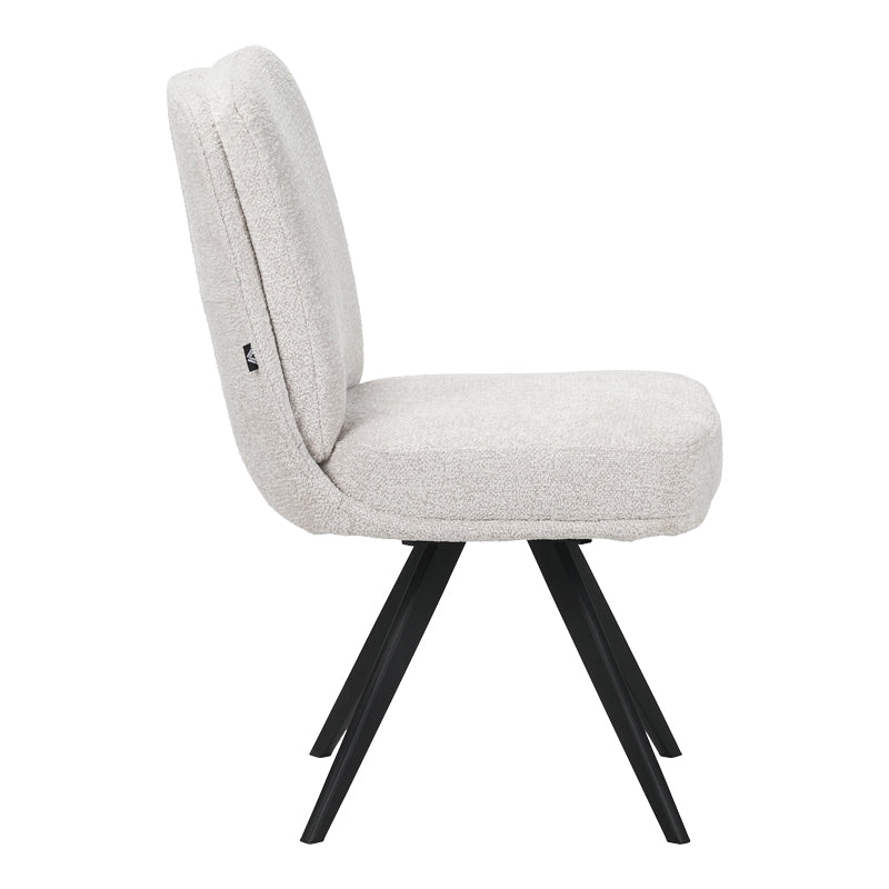 Scaun rotativ cu funcție ajustabilă, Stil Modern, Material stofă boucle albă, Picioare metalice, negre, 66x50x90 cm, detaliu produs