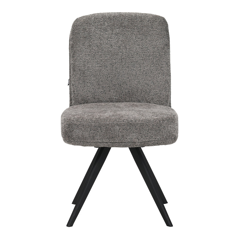 Scaun rotativ cu funcție de pivotare, modern, material textil boucle gri, picioare metalice, negre, 66x50x90 cm, perspectiva suplimentara