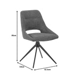 Scaun rotativ Luciano I, Textil, Gri, 52x54x85 cm