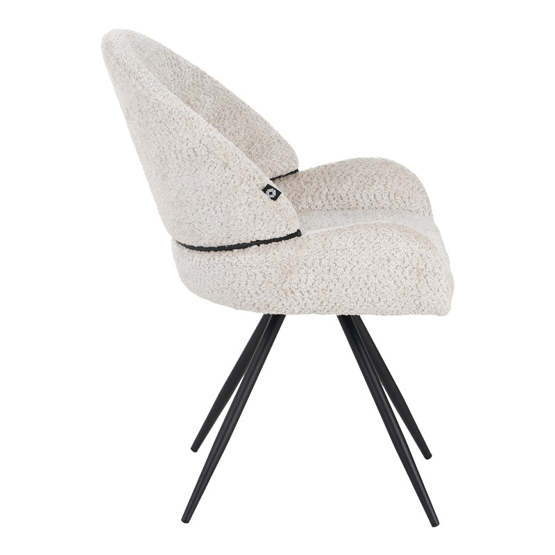 Scaun rotativ Morea, boucle si metal, 68x66x82 cm - Bej