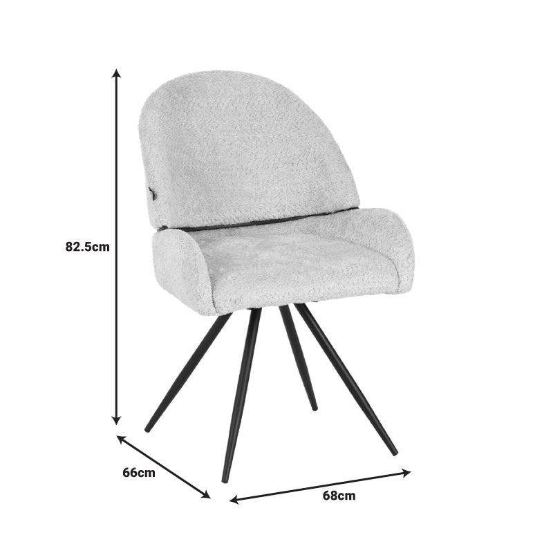 Scaun rotativ Morea, boucle si metal, 68x66x82 cm - Bej