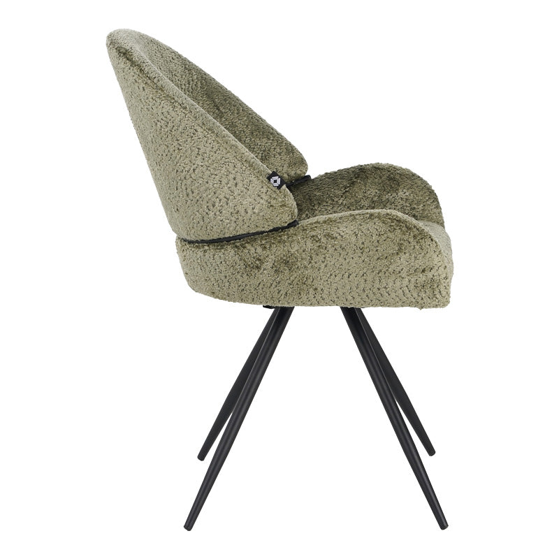 Scaun rotativ Morea, boucle si metal, 68x66x82 cm - Menta