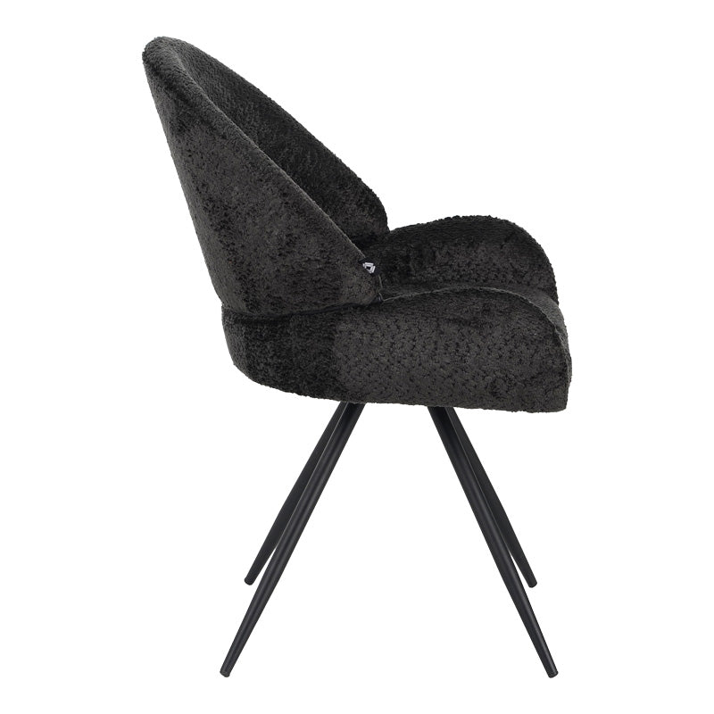 Scaun rotativ Morea, boucle si metal, 68x66x82 cm - Negru