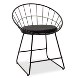 Scaun Seth din sârma neagra cu perna din PVC, neagra, 50x58 cm