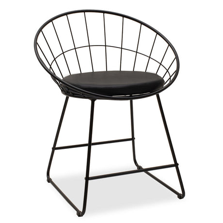 Scaun Seth din sârma neagra cu perna din PVC, neagra, 50x58 cm