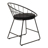 Scaun Seth din sârma neagra cu perna din PVC, neagra, 50x58 cm