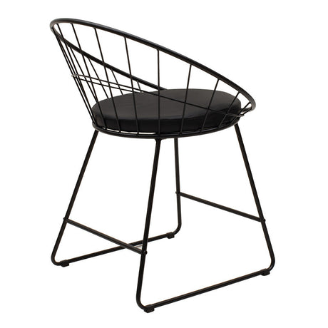 Scaun Seth din sârma neagra cu perna din PVC, neagra, 50x58 cm