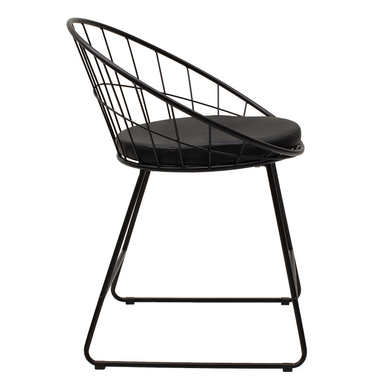 Scaun Seth din sârma neagra cu perna din PVC, neagra, 50x58 cm