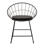 Scaun Seth din sârma neagra cu perna din PVC, neagra, 50x58 cm