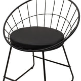 Scaun Seth din sârma neagra cu perna din PVC, neagra, 50x58 cm