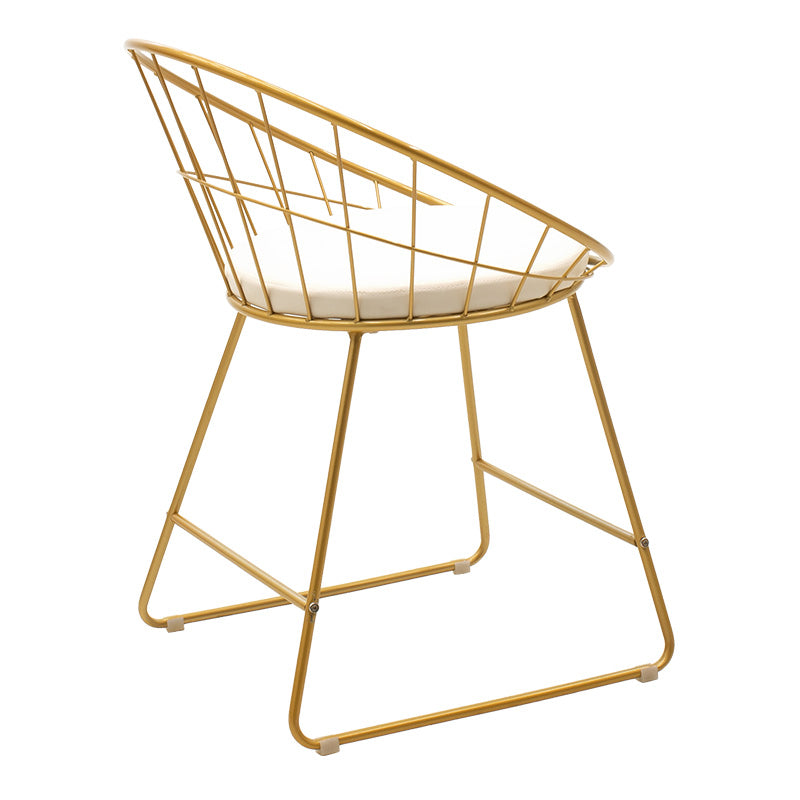 Scaun Seth sarma metalica aurie cu perna pvc, alb, 58x50x71 cm
