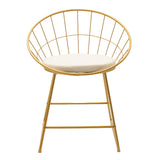 Scaun Seth sarma metalica aurie cu perna pvc, alb, 58x50x71 cm