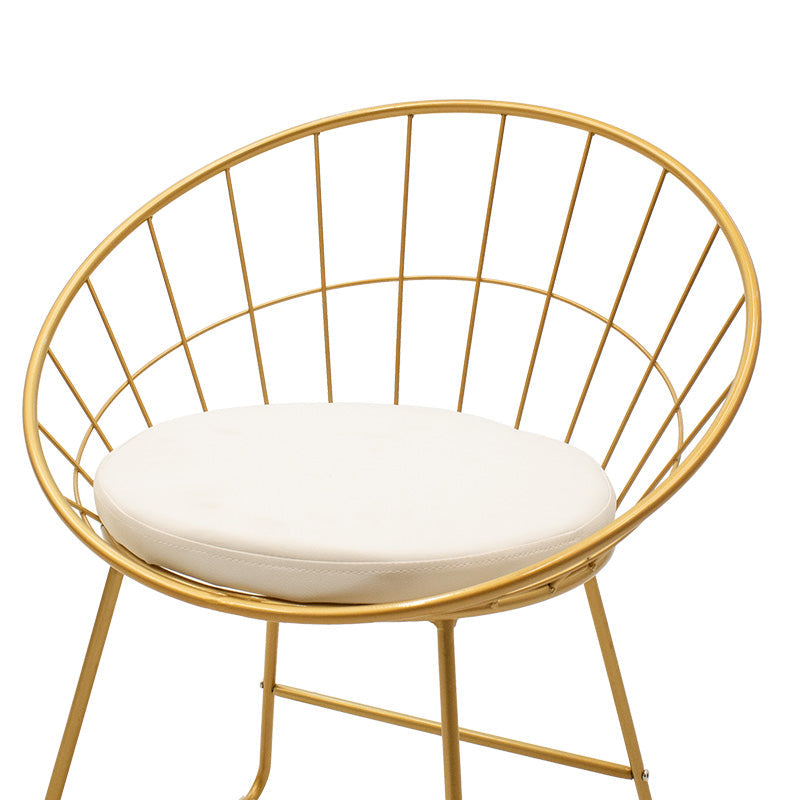 Scaun Seth sarma metalica aurie cu perna pvc, alb, 58x50x71 cm