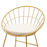 Scaun Seth sarma metalica aurie cu perna pvc, alb, 58x50x71 cm