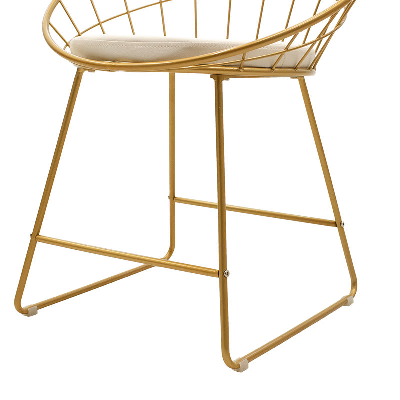 Scaun Seth sarma metalica aurie cu perna pvc, alb, 58x50x71 cm