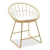 Scaun Seth sarma metalica aurie cu perna pvc, alb, 58x50x71 cm