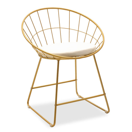 Scaun Seth sarma metalica aurie cu perna pvc, alb, 58x50x71 cm