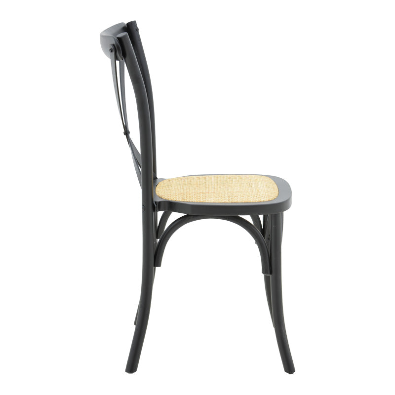 Scaun stivuibil Dylon negru, lemn de fag-scaun din ratan, Natural, 48x52x89 cm, detaliu produs