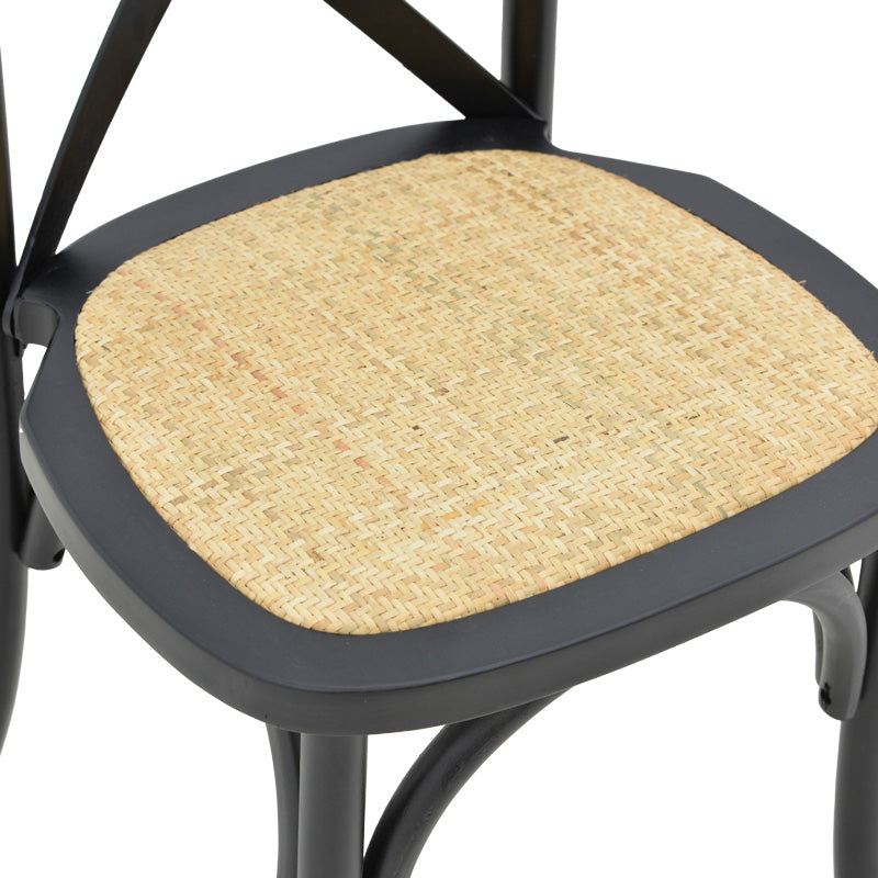 Scaun stivuibil Dylon negru, lemn de fag-scaun din ratan, Natural, 48x52x89 cm
