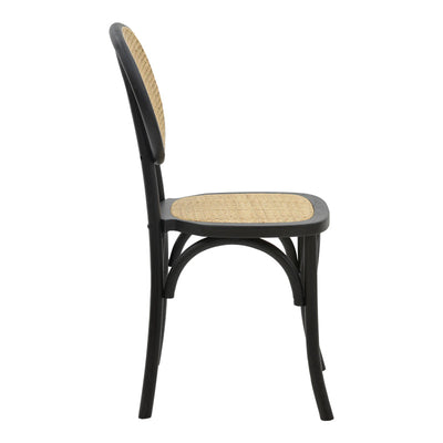 Scaun stivuibil Zoel lemn de fag negru-ratan, Natural, 45x52x82 cm, detaliu produs