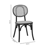 Scaun stivuibil Zoel lemn de fag negru-ratan, Natural, 45x52x82 cm