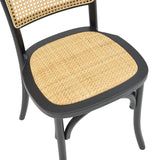 Scaun stivuibil Zozele ratan Natural pe-negru toon lemn, 45x51x88 cm