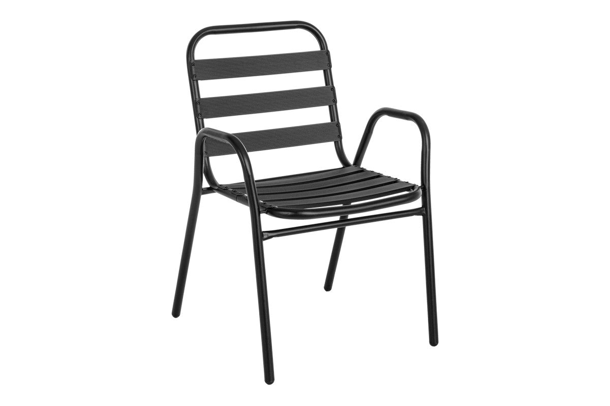 Scaun exterior Sussie, metal si aluminiu, 45x62x76 cm - Negru