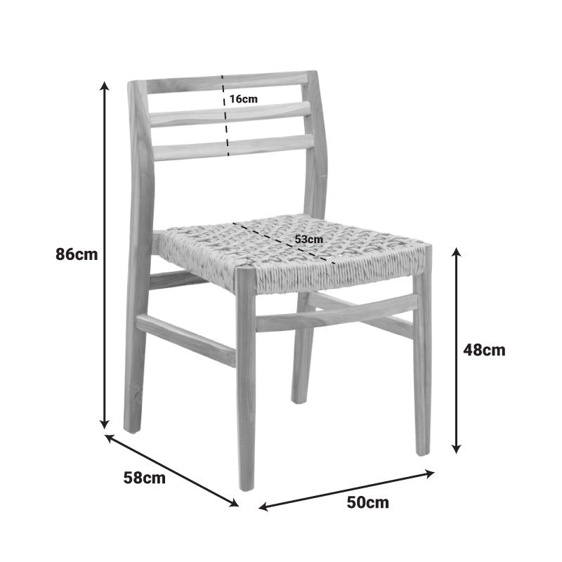 Scaun Tuga, lemn teak, împletitură PE, Natur, 50x58x86 cm, imagine suplimentara