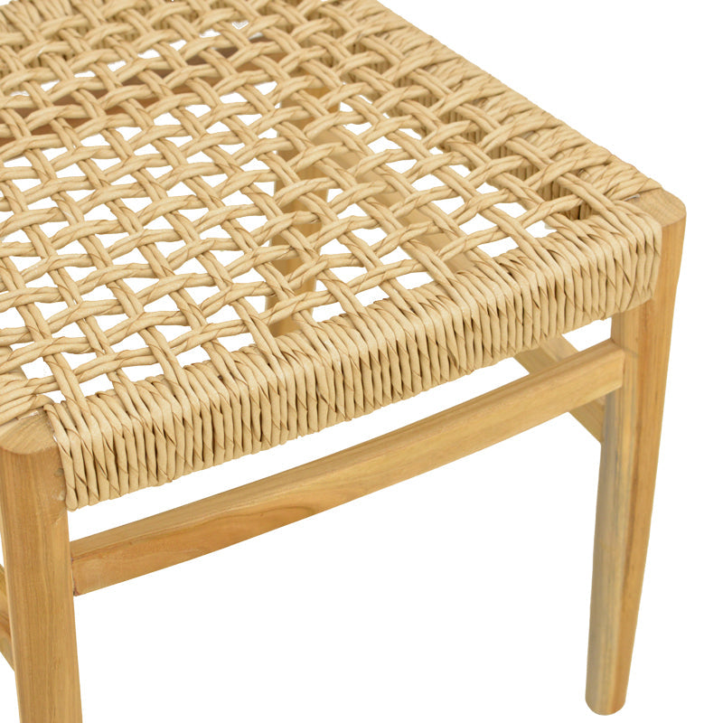 Scaun Tuga, lemn teak, împletitură PE, Natur, 50x58x86 cm