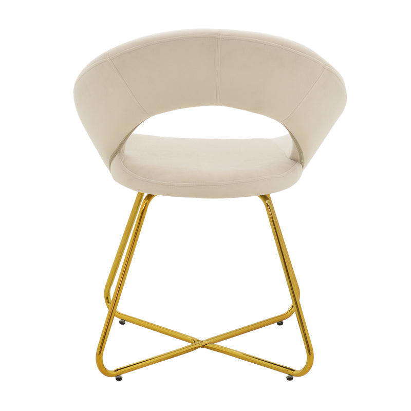 Scaun Valentina, catifea si metal, 65x60x82 cm - Bej