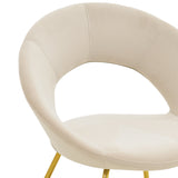 Scaun Valentina, catifea si metal, 65x60x82 cm - Bej
