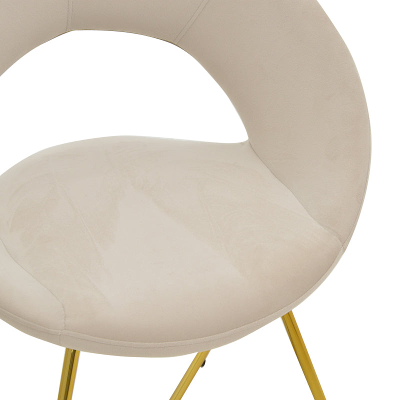 Scaun Valentina, catifea si metal, 65x60x82 cm - Bej