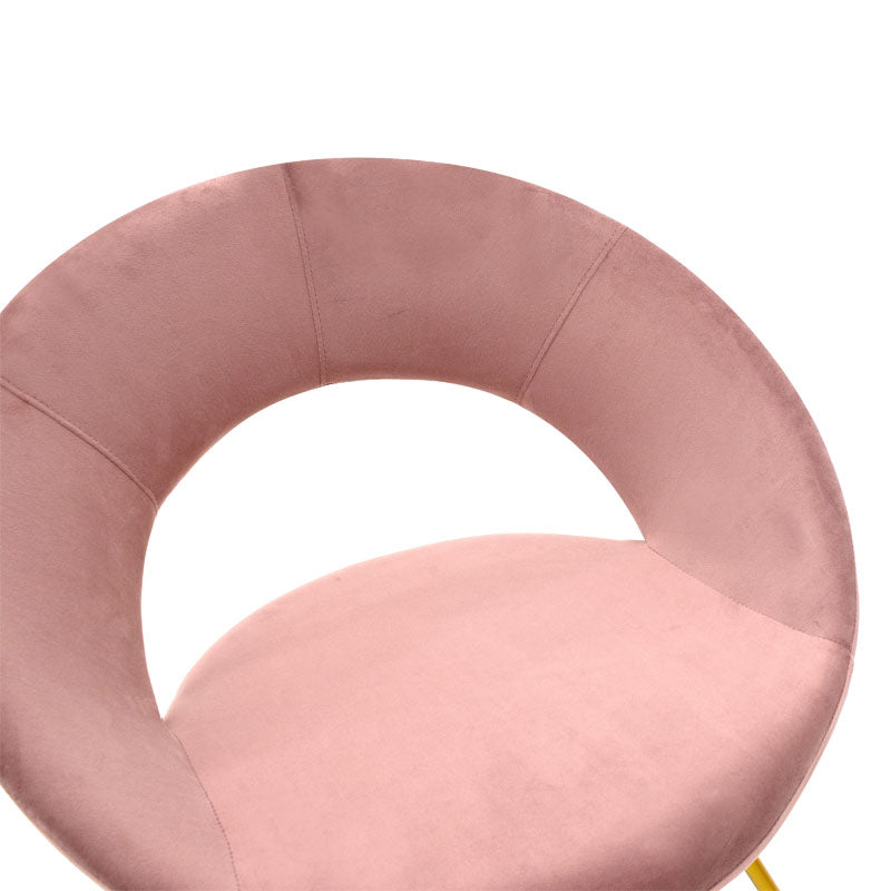 Scaun Valentina, catifea si metal, 65x60x82 cm - Roz