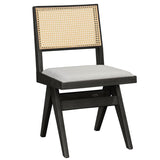 Scaun Winslow din negru, rachita de PVC, material rachita-cârpa, Gri, 56x47 cm - Scaun Winslow din negru, rachita de PVC, material rachita-cârpa, Gri, 56x47 cm - 247-000003