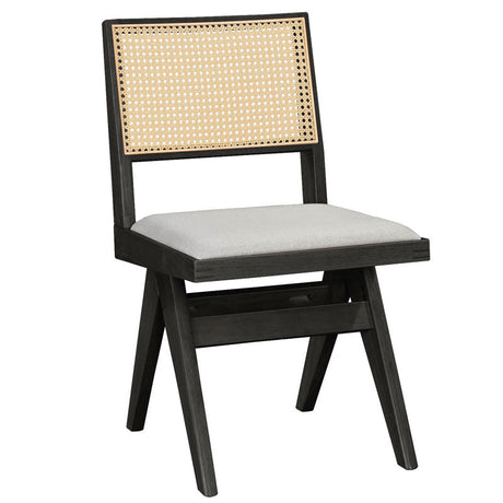 Scaun Winslow din negru, rachita de PVC, material rachita-cârpa, Gri, 56x47 cm