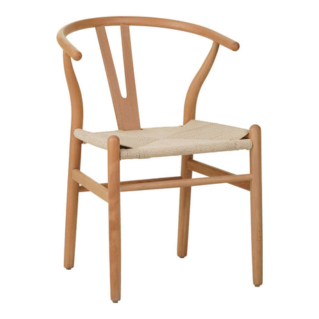 Scaun Wishbone rubberwood-rope, Natural, 60x51x80 cm