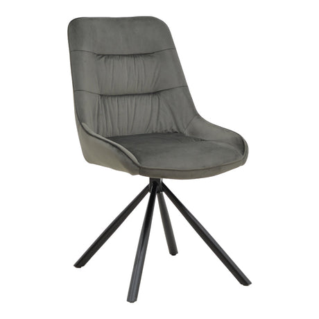 Scaun Wori Gri inchis catifea-metal picior, negru, 48x56x82 cm