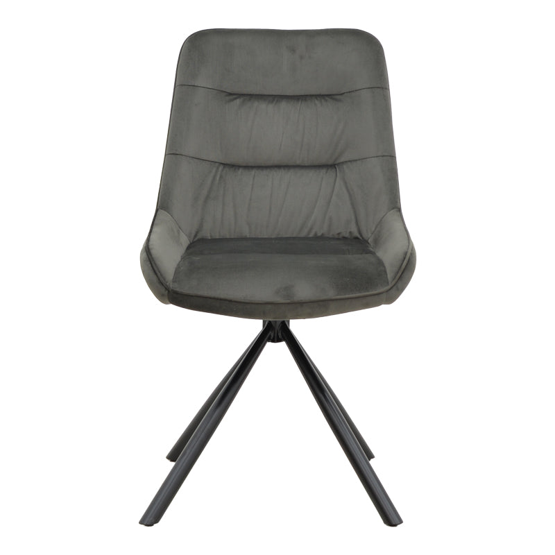 Scaun Wori Gri inchis catifea-metal picior, negru, 48x56x82 cm, perspectiva suplimentara