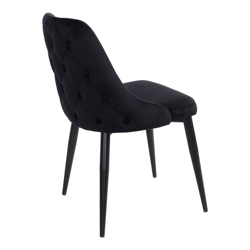 Scaun Zedna, Catifea Neagra, Negre, 51x58x84 cm, imagine suplimentara