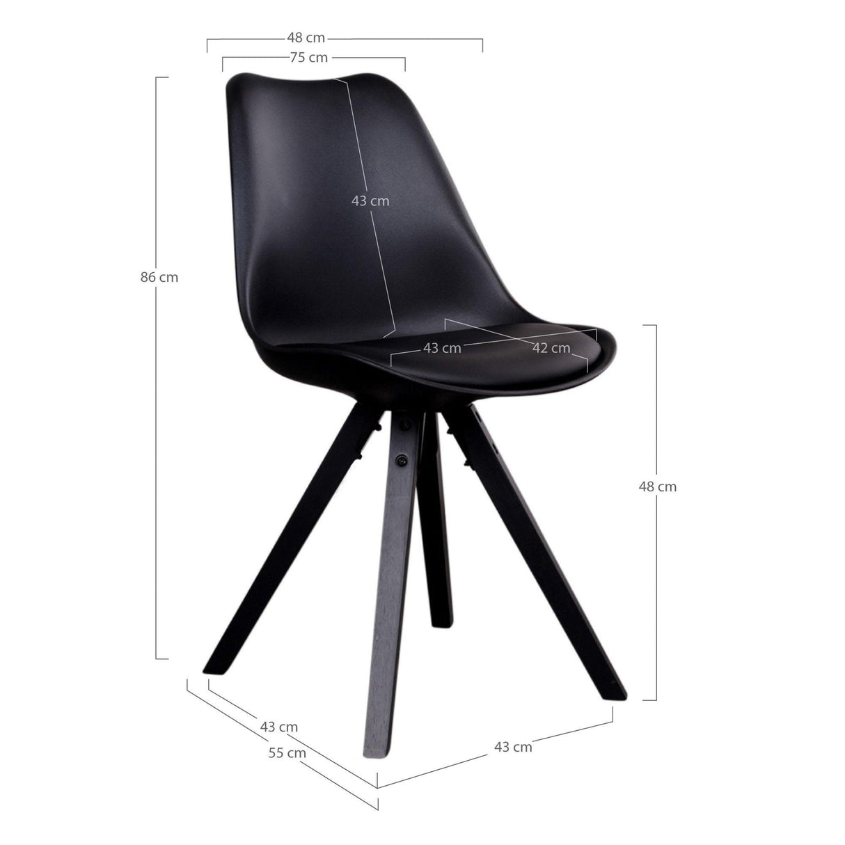 Scaune de sufragerie Bergen, 48x86x55 cm - Antracit