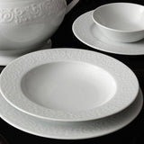 Serviciu de masa, 24 piese, Portelan, Alb, 20x20x2 cm