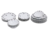 Serviciu de masa, 24 piese, Portelan, Alb, 25x25x2 cm
