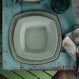 Serviciu de masa, 24 piese, Portelan, Verde, 26x26x2 cm