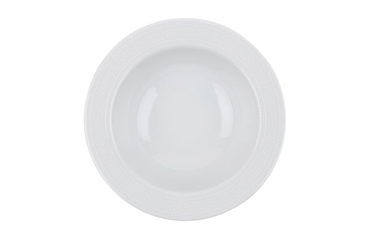 Serviciu de masa, 24 piese, Portelan, Alb, 20x20x2 cm