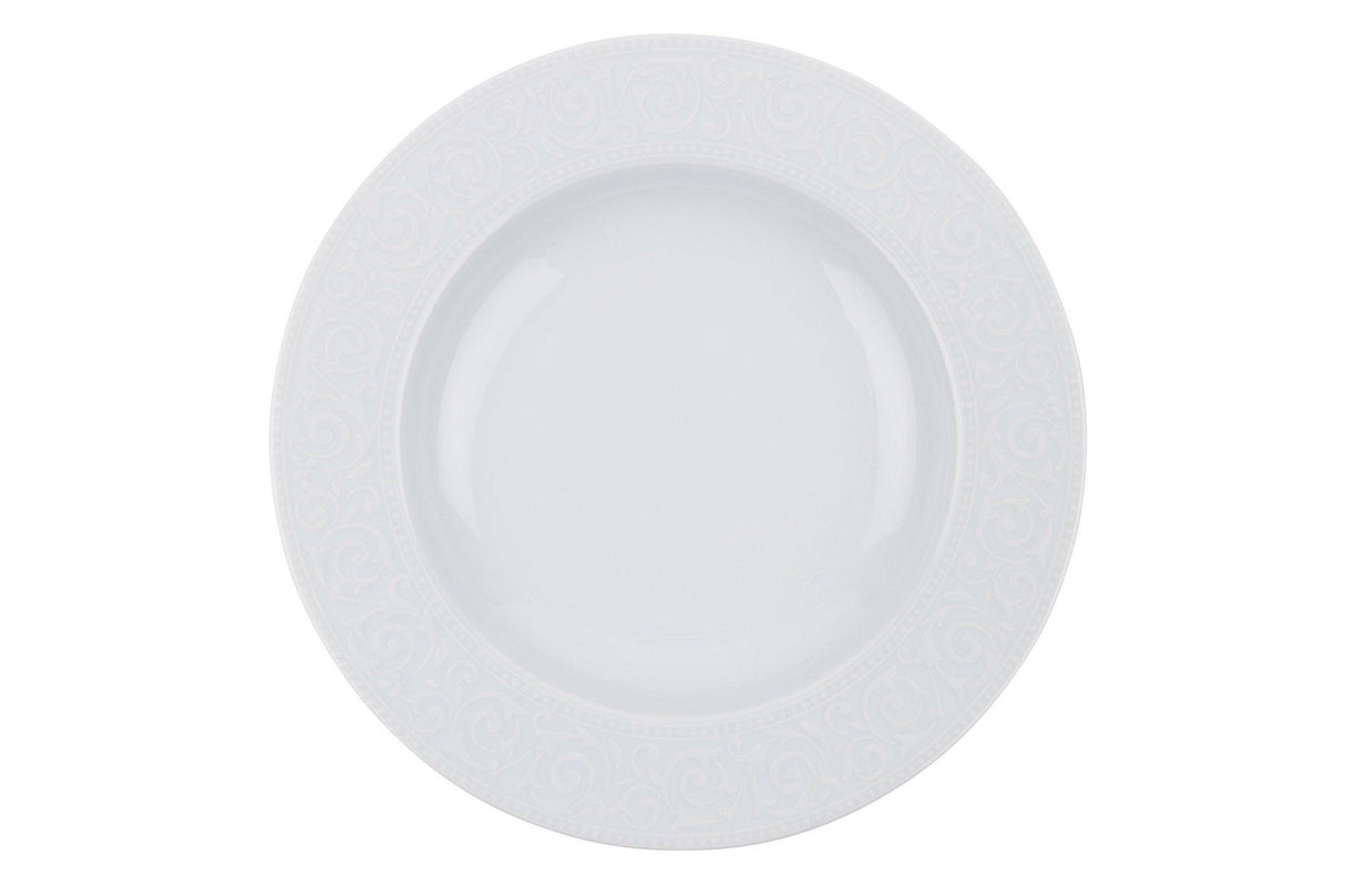 Serviciu de masa, 24 piese, Portelan, Alb, 20x20x2 cm