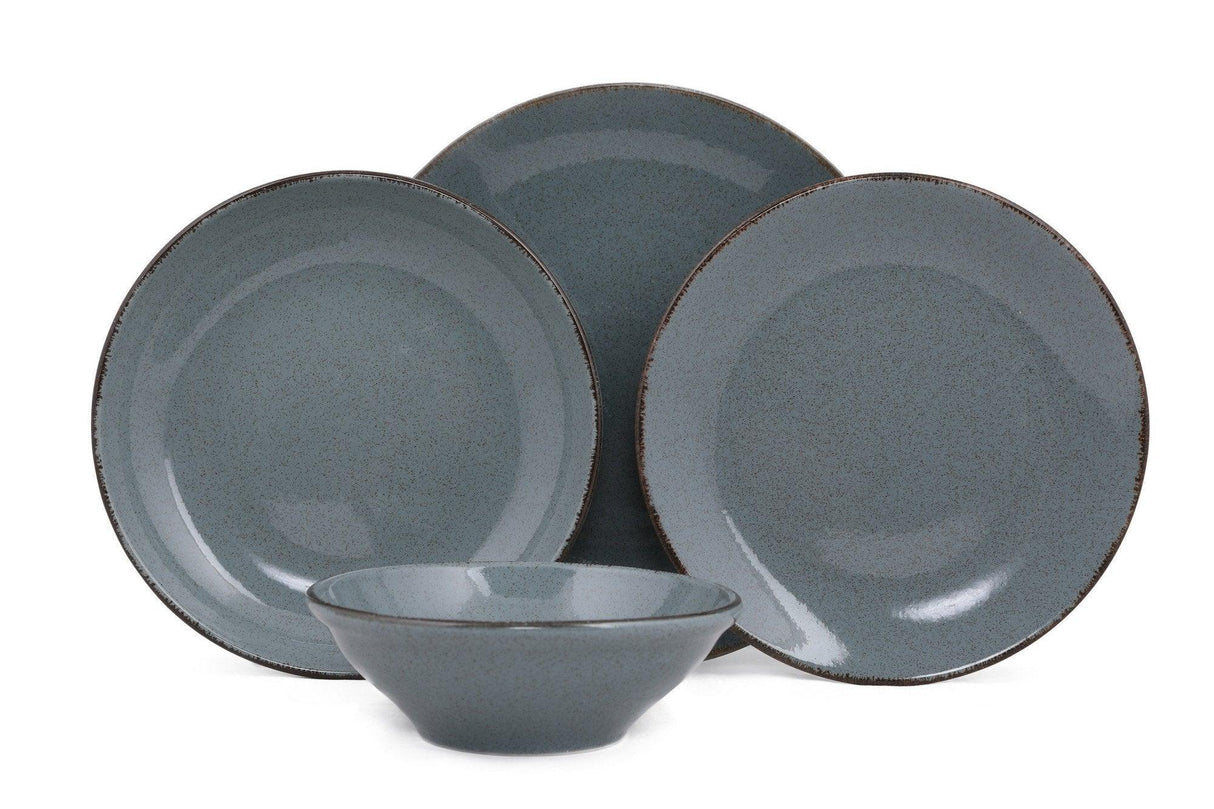 Serviciu de masa, 24 piese, Portelan, Albastru, 25x25x3 cm