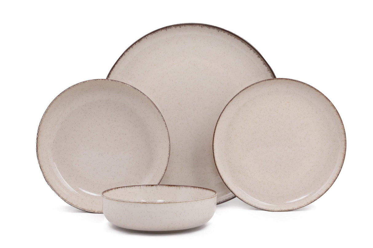 Serviciu de masa, 24 piese Sebo, Portelan, Bej, 27x27x2.5 cm