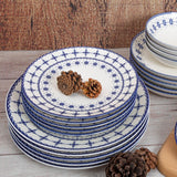 Serviciu de masa, Set 24 piese pentru cina, Portelan, Albastru, 25x25x2 cm