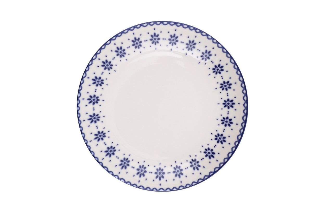 Serviciu de masa, Set 24 piese pentru cina, Portelan, Albastru, 25x25x2 cm